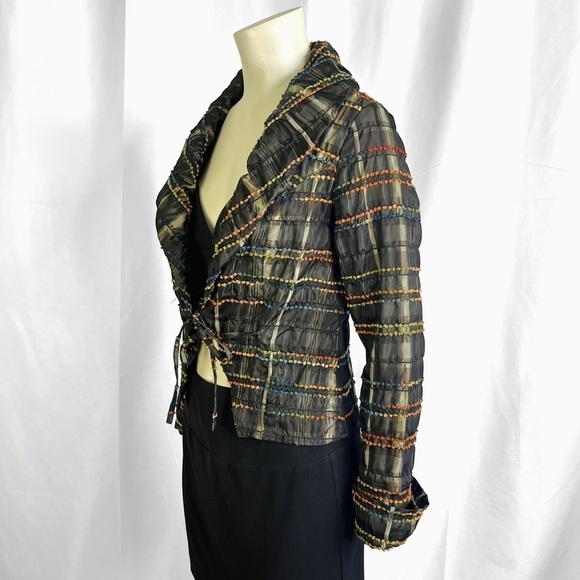 ALEXANDER MCQUEEN 1995 GREEN JACKET MULTICOLOUR STRINGS VINTAGE MADE IN ITALY 40 - Picture 10 of 17